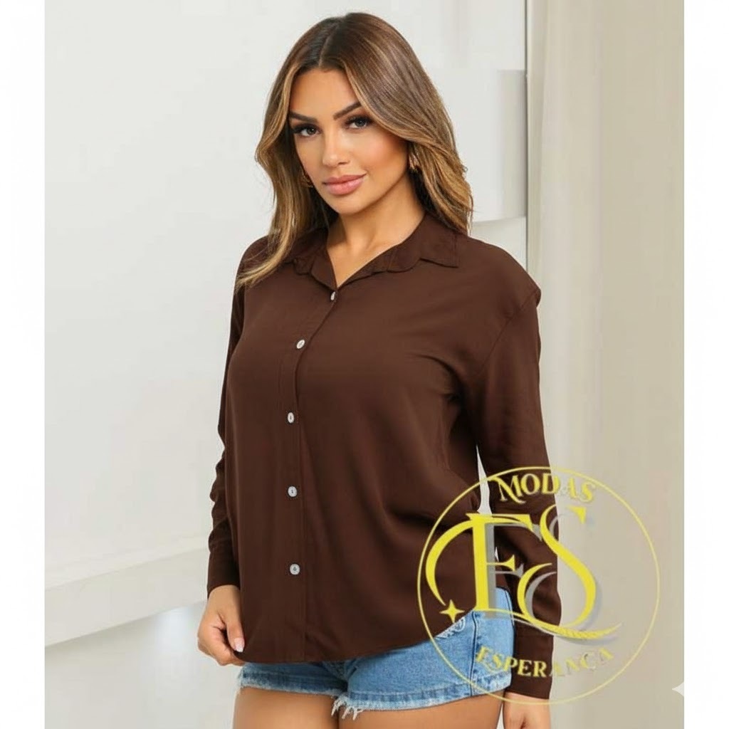 Camisa Social Casual Feminina LISO Manga Longa material viscolinho de P.38 até G3.52 em Oferta na Shopee