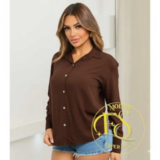 Camisa Social Casual Feminina LISO Manga Longa material viscolinho de P.38 até G3.52