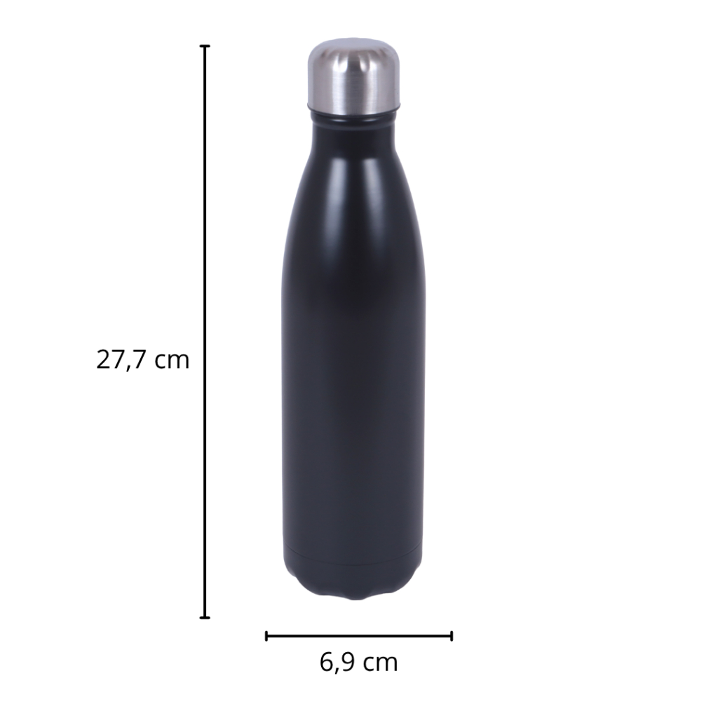 Garrafa Slim Squeeze Preta Em Aço Inox 750ML Praticidade Academia Escritório — imagem 2 de 2