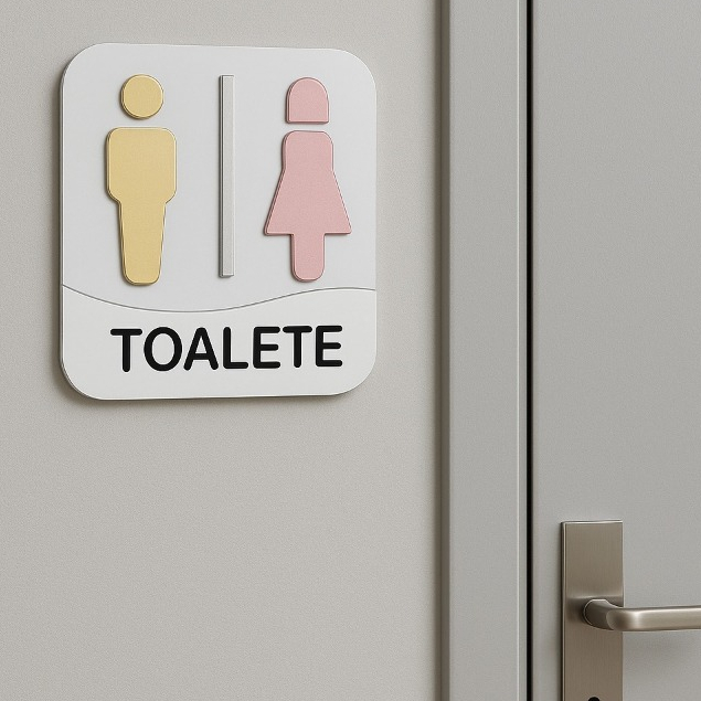 Placa Acrílico Espelhado Banheiro Feminino e Masculino Duas Sinalizações em Oferta na Shopee