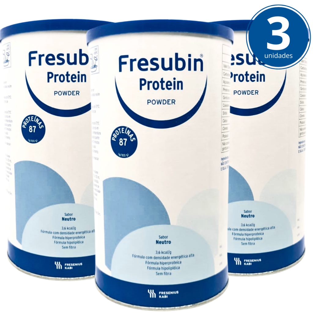 Fresubin Protein Powder Kit 3 unidades 300g Whey Protein Sem Sabor Fácil Diluição Proteína em Pó Adulto Idoso Muscular