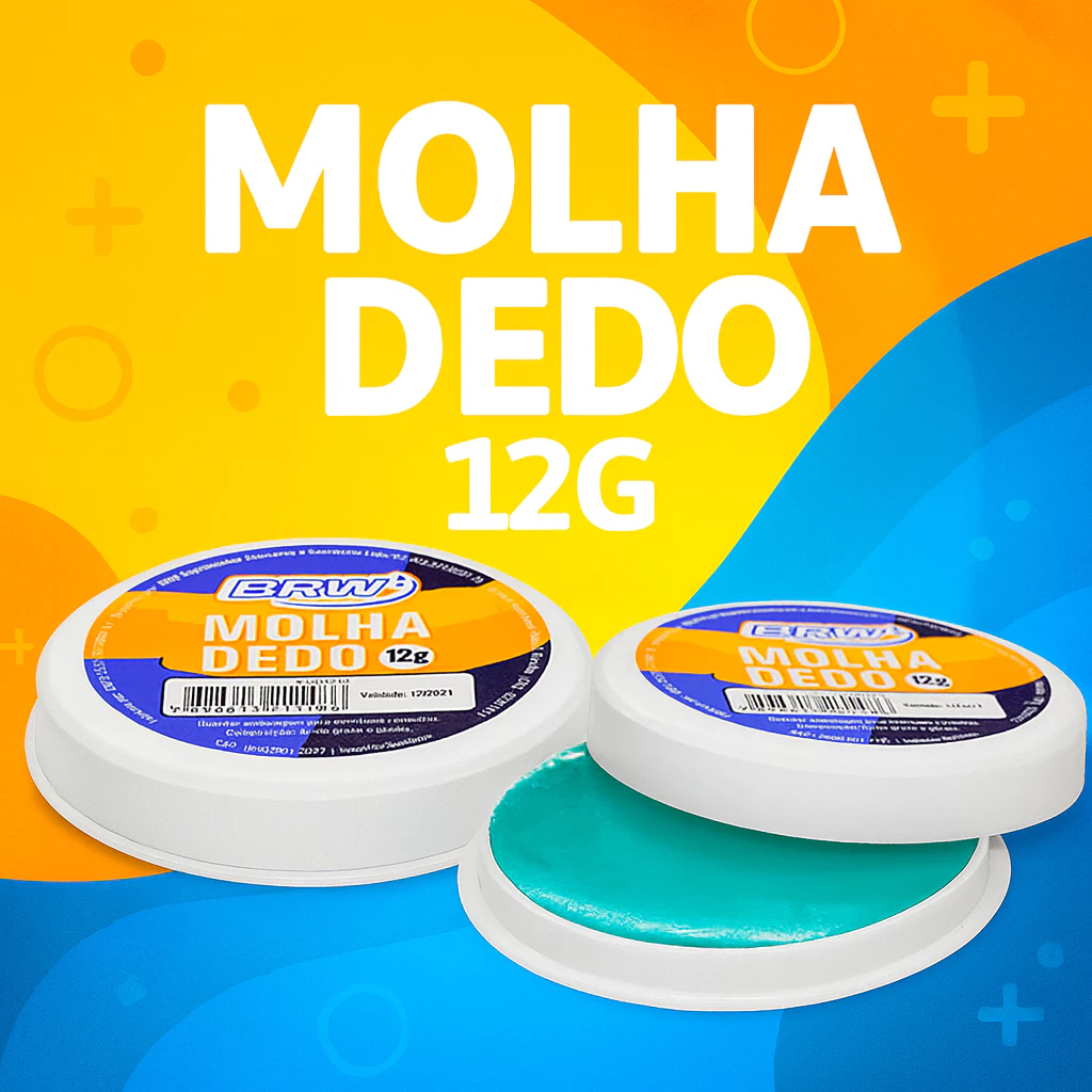Molha Dedo BRW 12g Higiênico Preciso Papel Moeda Cédulas Papéis