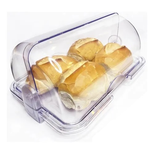 Porta Pão Cristal com Tampa Articulável 30x20cm