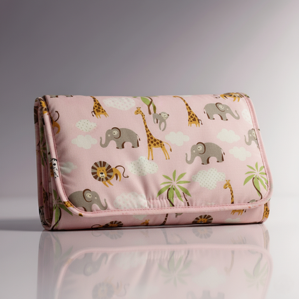Trocador de Fralda Portátil Bebê Bebe Impermeável Dobrável 100% Algodão Acolchoado Bolsa com Bolso