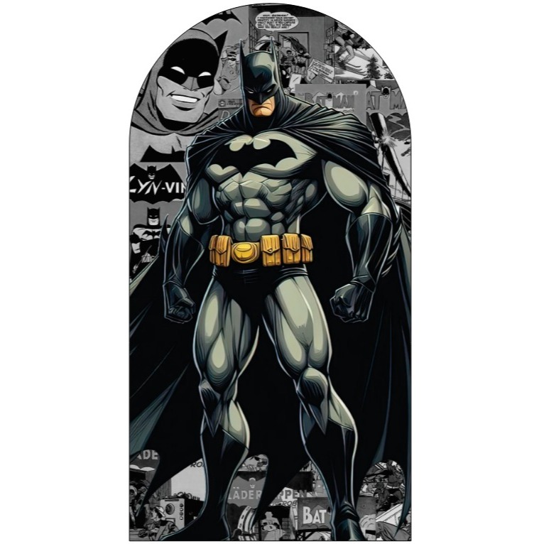 PAINEL PARA FESTAS, BATMAN CINZA PRETO, ROMANO 2X1 COM ELÁSTICO NAS BORDAS