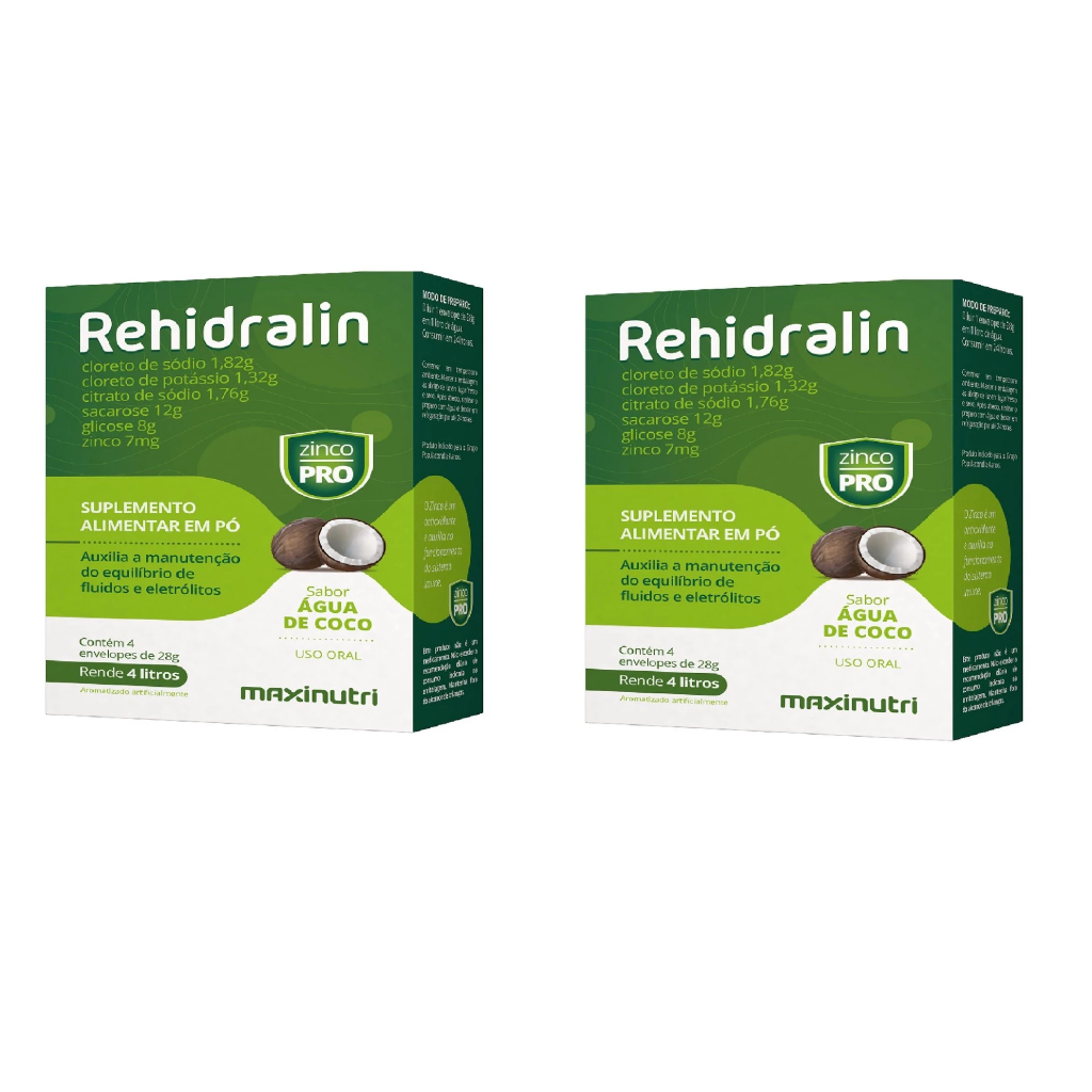 REHIDRALIN SUPLEMENTO ALIMENTAR EM PÓ AGUA DE COCO 28G - 8 ENVELOPES