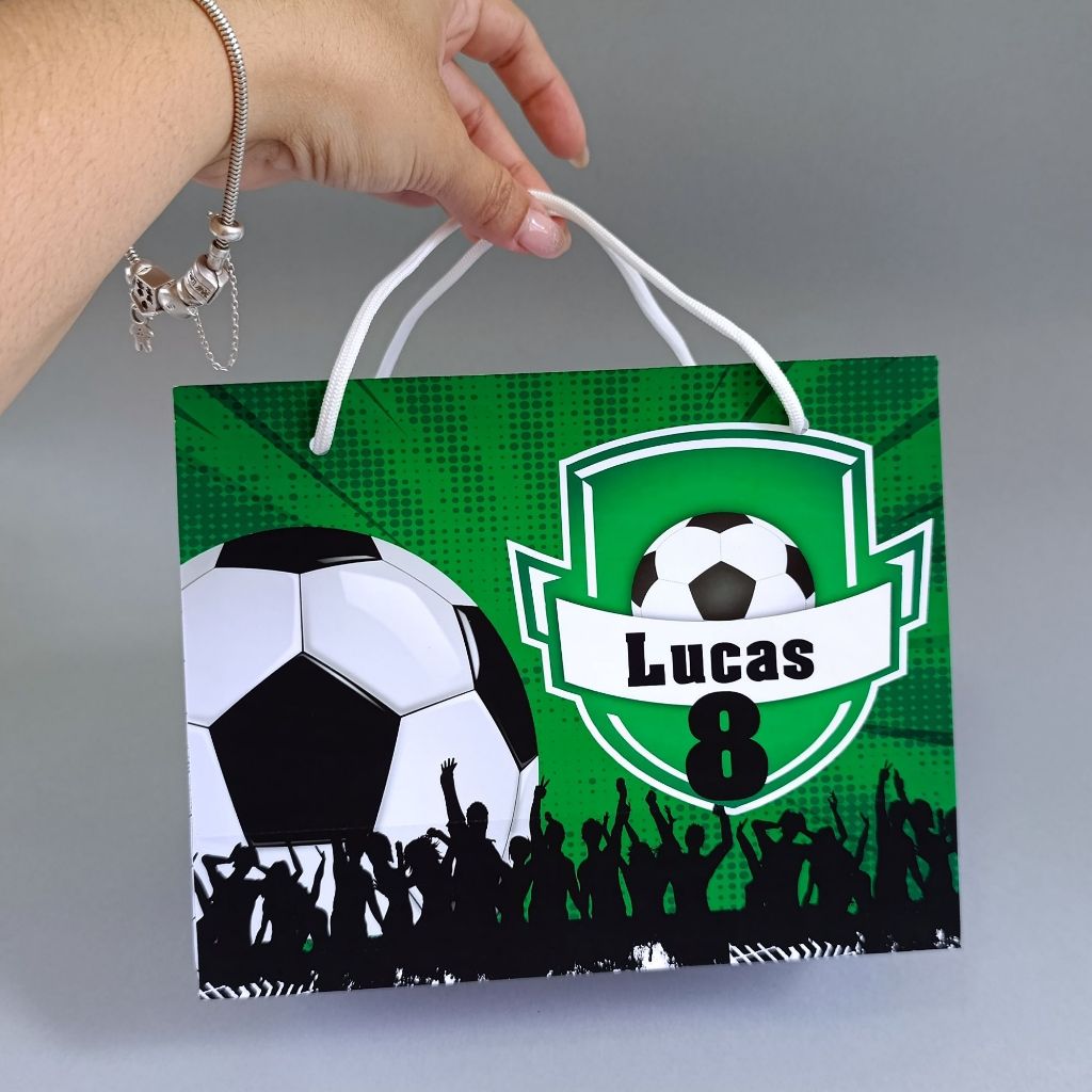 Sacolinha Personalizada Futebol | Lembrancinha Festa | Nome e Idade | Lancheira Futebol