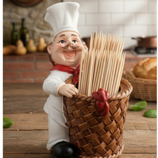 Cozinheiro Italiano Porta Palito De Dente Paliteiro Enfeite Cozinha Chef Decorativo