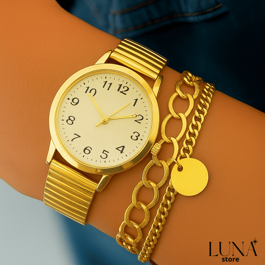 Relógio Feminino Redondo Marcador Analógico com Pulseira Quartzo em Oferta na Shopee