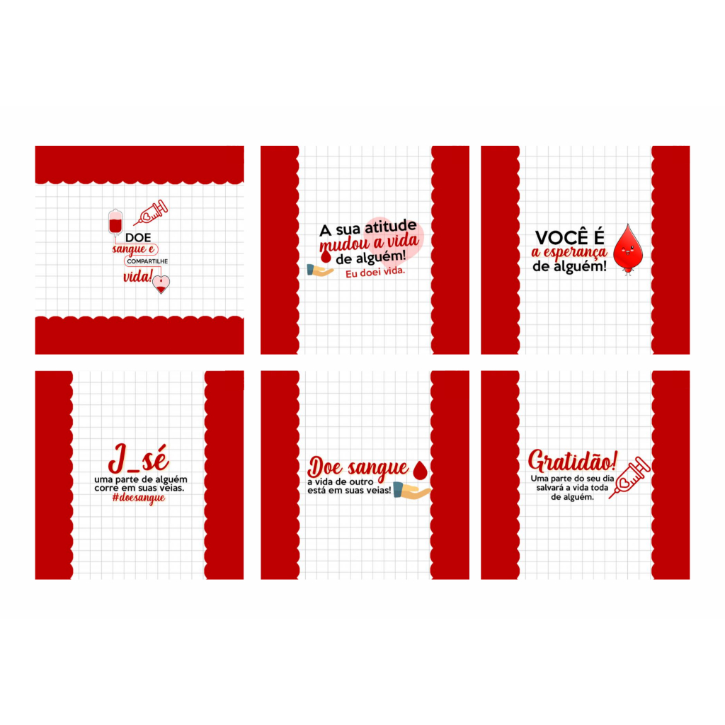 Adesivo Motivacional 6×6cm– Doe Sangue, Salve Vidas 200 unidades