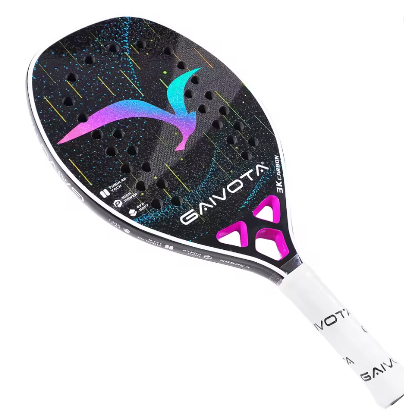 Raquete Beach Tennis Gaivota Carbono 3k Com Capa Detalhe Pink