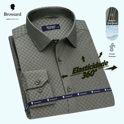 Camisa Social Masculina Slim fit Premium Não Amassa Elastano, Blusa Manga Longa Luxo Xadrez Elegante