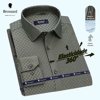 Camisa Social Masculina Slim fit Premium Não Amassa Elastano, Blusa Manga Longa Luxo Xadr…