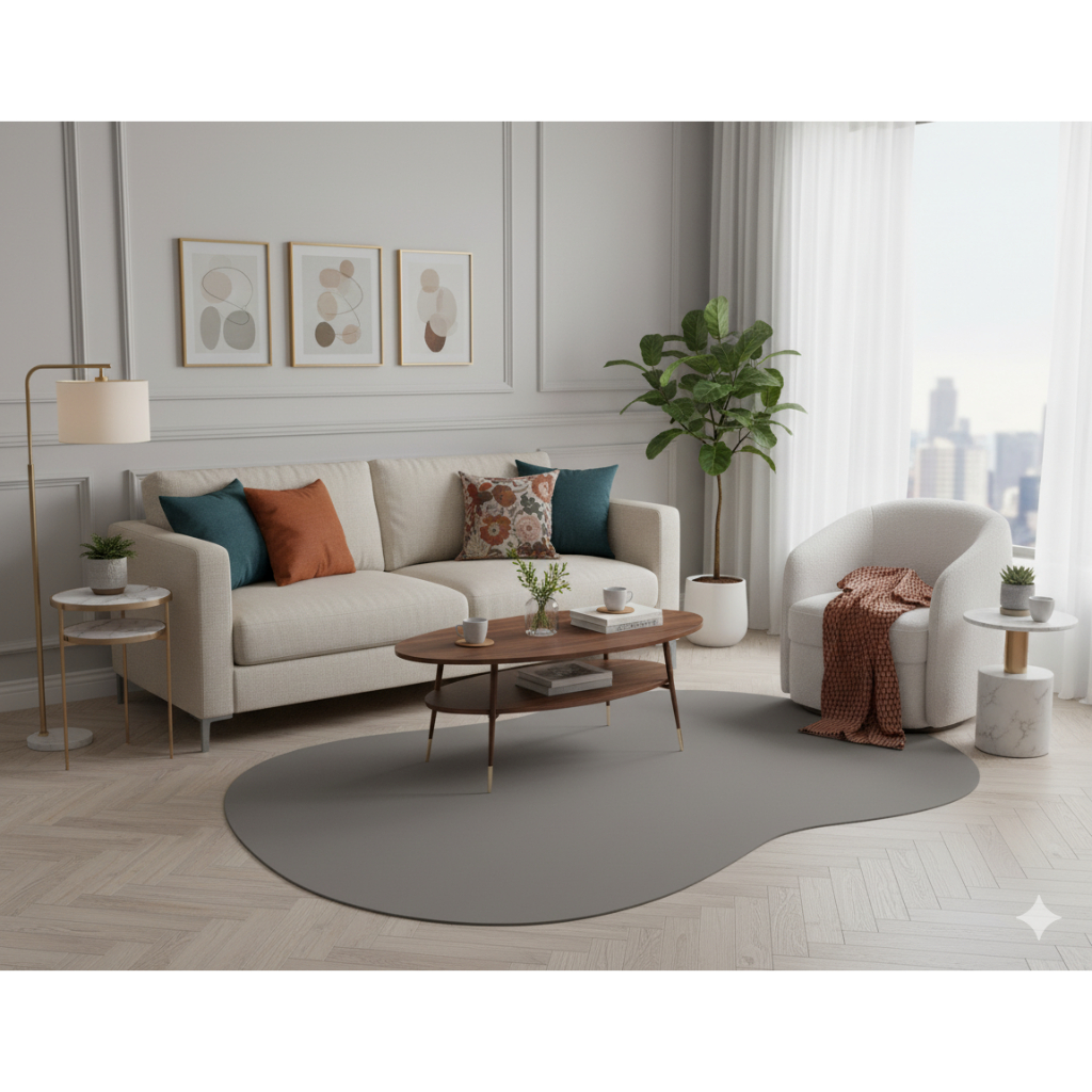 Tapete Orgânico Pirilâmpo Cinza Liso  2x1,20m Sala/Quarto em Oferta na Shopee