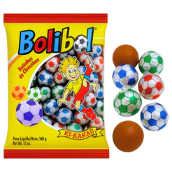 Bolinhas de Futebol Bolibol Sabor Chocolate C/50 Unidades 340g Ki-Kakau