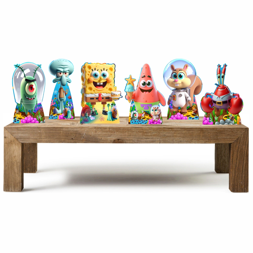 Kit 6 Totens De Mesa do Bob Esponja com 20cm