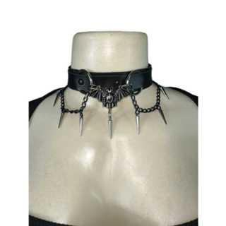 Choker Lais com pingente spike morcego festa halloween em Oferta na Shopee