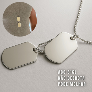 Cordão Placa militar Dog Tag Militar Lisa Estilo Exército Para Homem Namorado Marido Aço Inoxidável em Oferta na Shopee