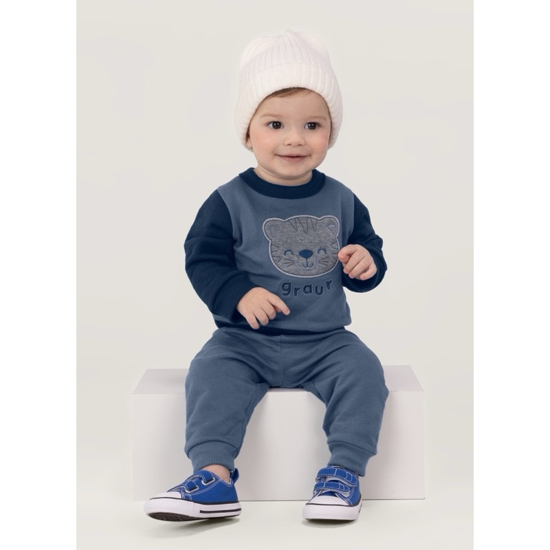 Conjunto Infantil Inverno Brandili | Moletom Premium Bordado Tigre – Conforto & Estilo