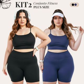 Kit C/02 Conjuntos Fitness Plus Size Alta Compressão Forrado em Oferta na Shopee