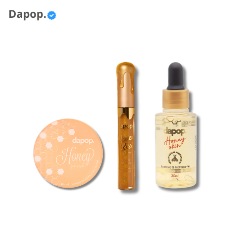 Kit Honey - Pó Honey + Serum Honey + Lip Gloss Honey Kiss - Dapop em Oferta na Shopee