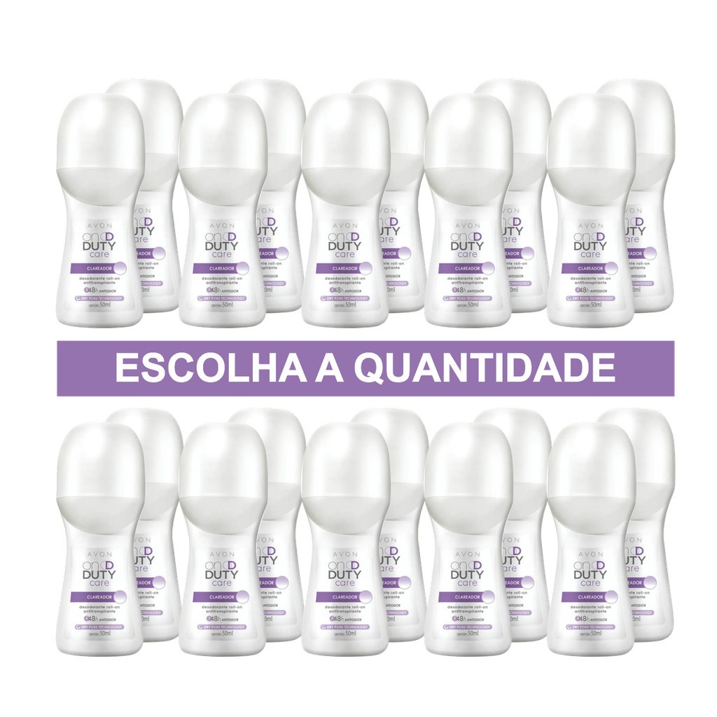 Kit 10, 15, 20, 25, 30 Desodorante Roll-on Clareador Avon On Duty Antitranspirante Care 50ml
