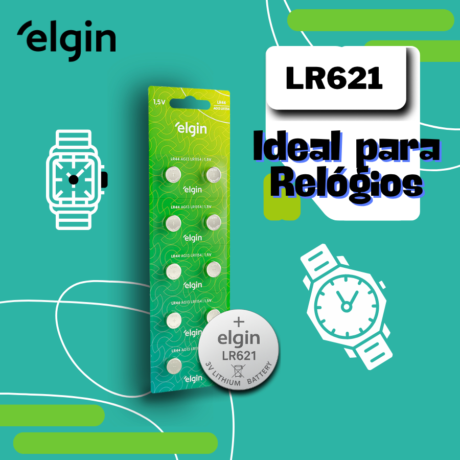 Elgin Bateria P/ Relógio de Pulso LR621/364/AG1  1.5 V Cartela c/ 10 Elgin (Escolha sua quantidade) em Oferta na Shopee