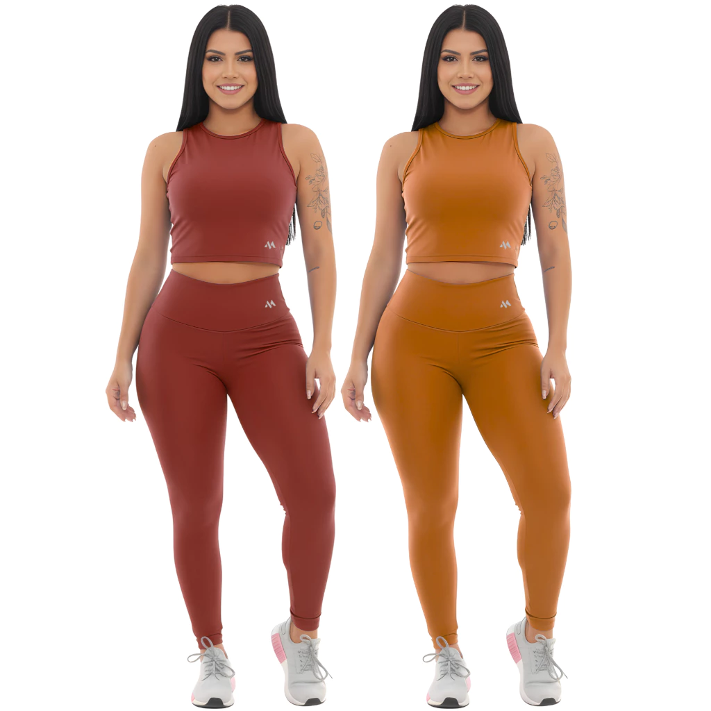 Kit 2 Conjunto Blackout Zero Transparencia Moda Fitness
