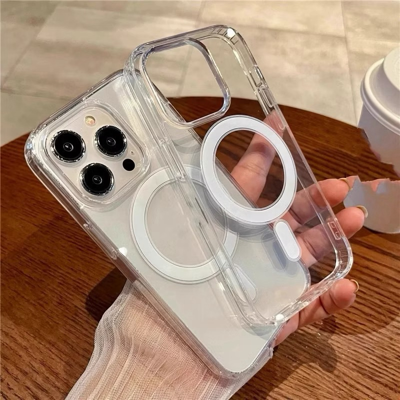 Capa Capinha Para Carregador Sem Fio Magsafe Transparente Compativel com IPhones 7/8plus 11 12 13 14 15 16 17Promax