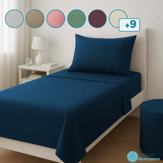 Jogo de Cama 3 Peças Pra Cama Solteiro 400 Fios Com elástico Varias Cores Quarto Solteirão Infantil em Oferta na Shopee