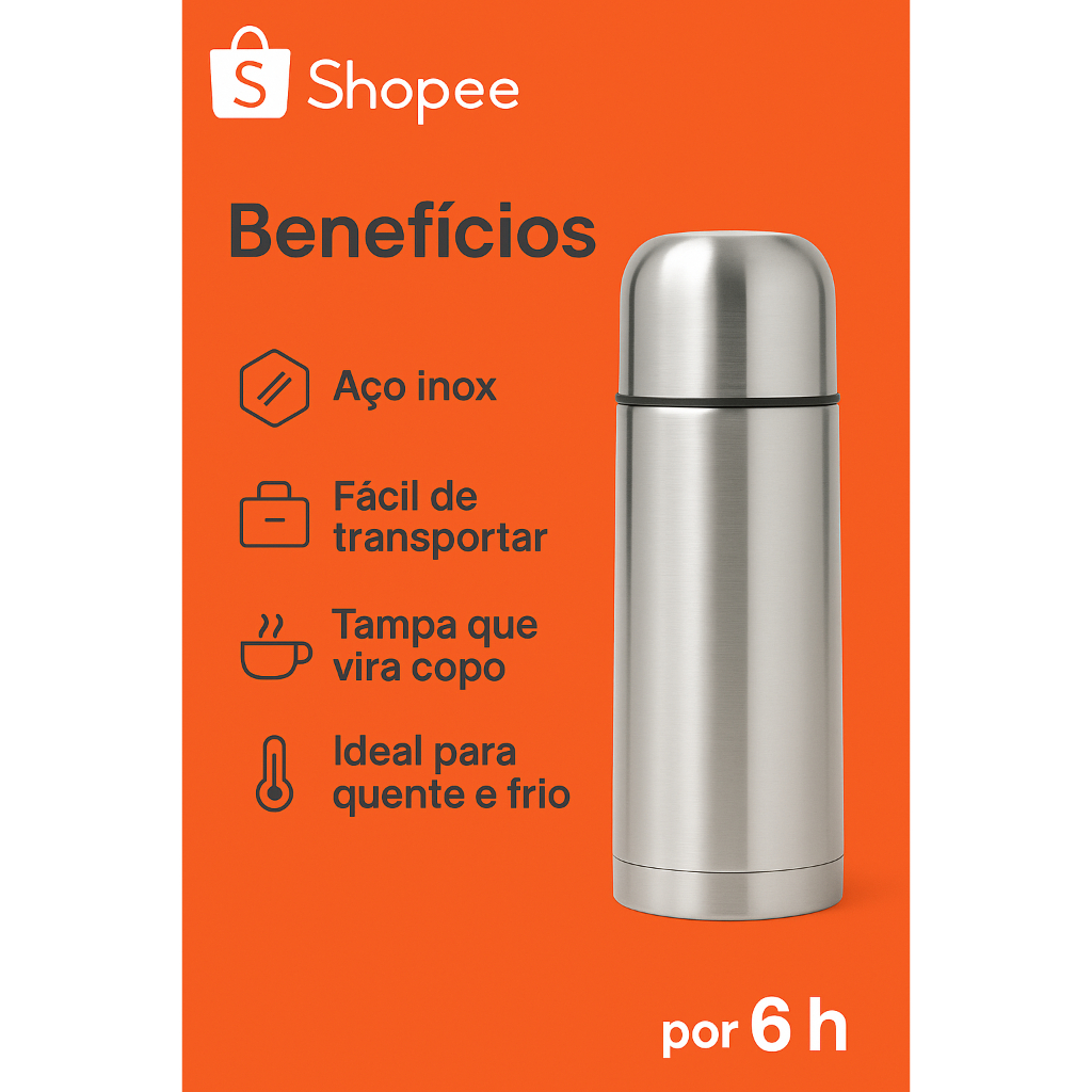 Garrafa Copo Térmico Inox Portátil Agua Café Academia 350ml em Oferta na Shopee