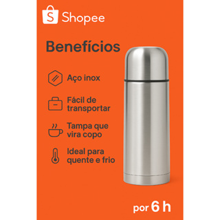 Garrafa Copo Térmico Inox Portátil Agua Café Academia 350ml em Oferta na Shopee