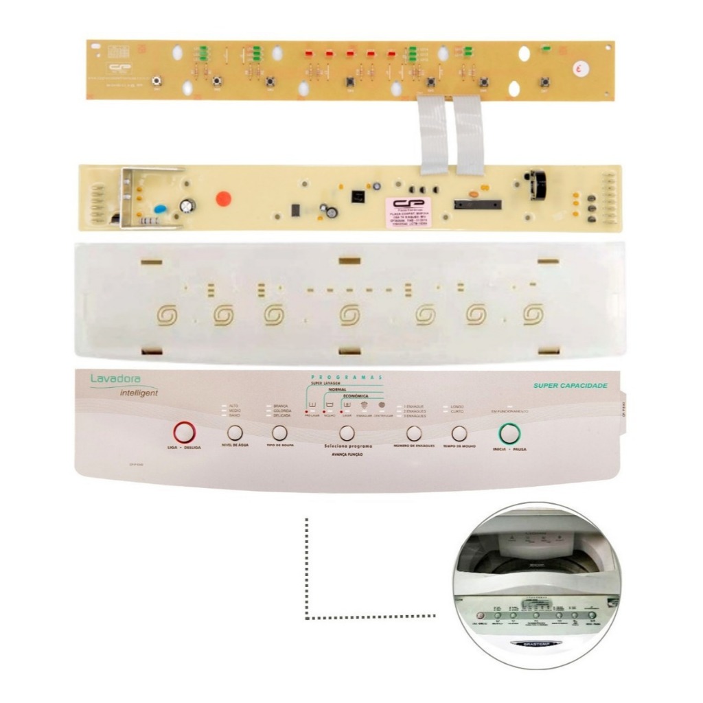 Placa Suporte E Adesivo Compatível Máquina Brastemp Bwf24a