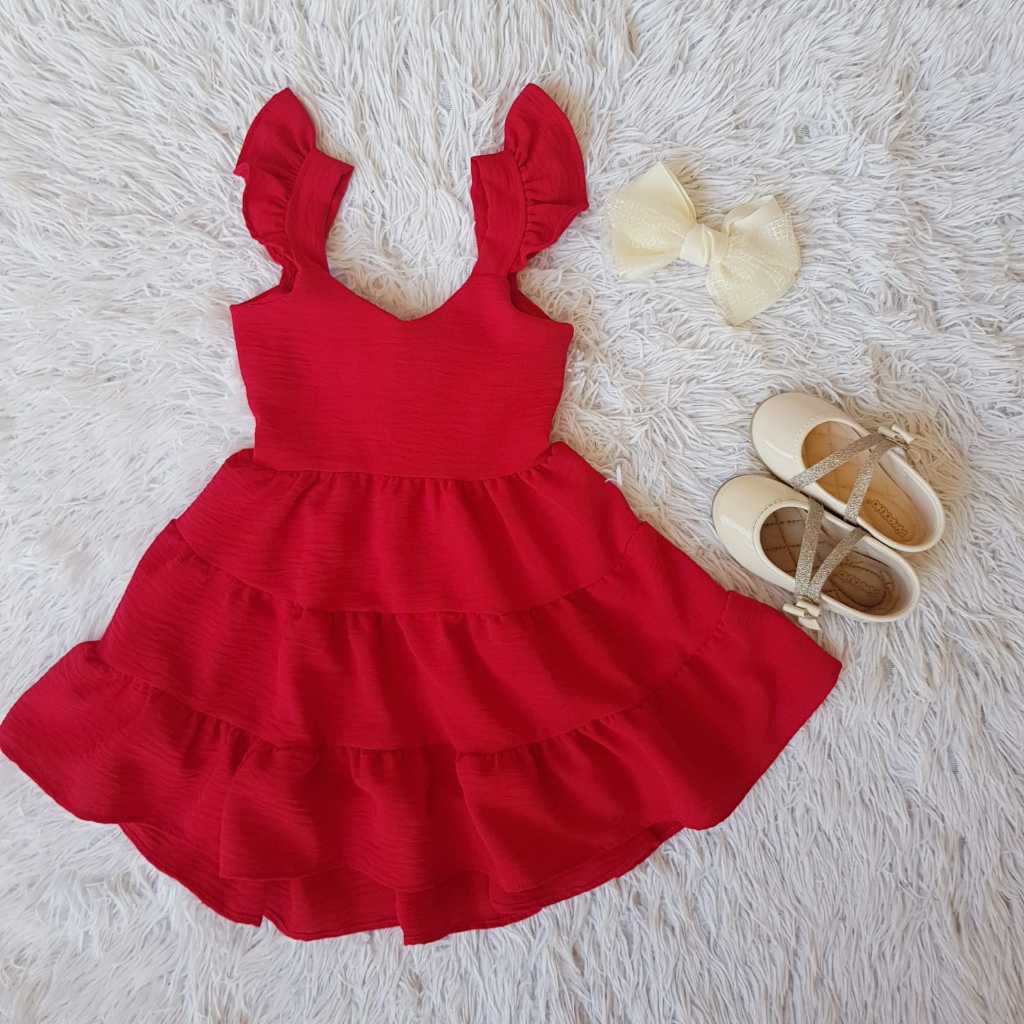 Vestido Menina Natal Vermelho de Natal Menina Infantil Luxo