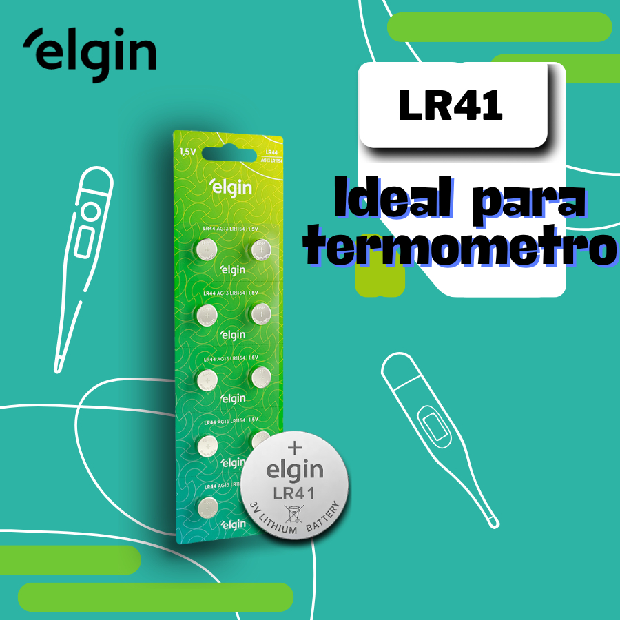 Elgin LR41 AG3 LR736 1,5 V Cartela c/ 10 Elgin (Escolha a quantidade)