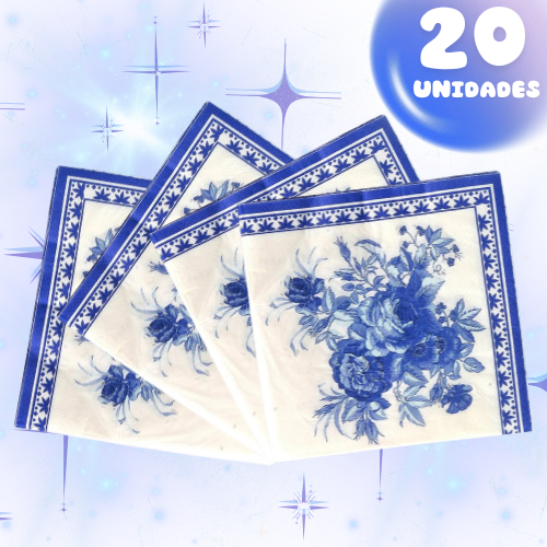 Guardanapo De Papel Folha Dupla 20 Un Flores Azul Portuguesa Mesa Posta Decoupage em Oferta na Shopee