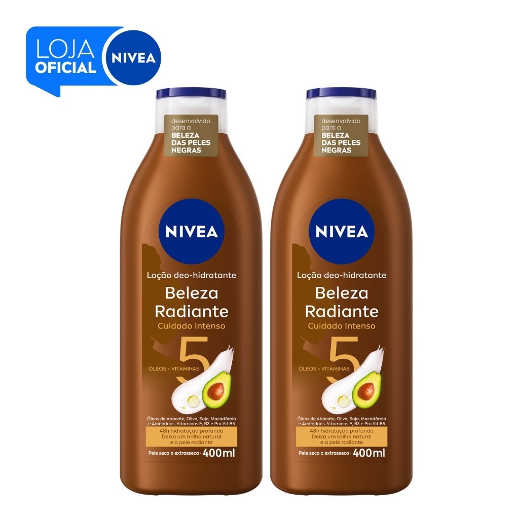 KIT NIVEA Hidratante Desodorante Beleza Radiante Cuidado Intenso 400ml - 2 Unidades