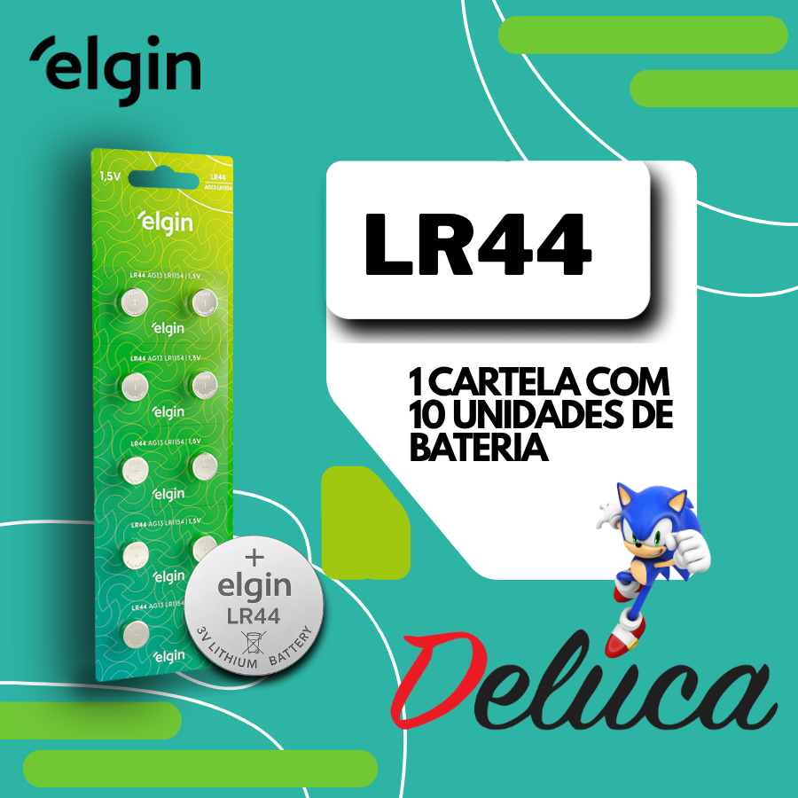 Elgin LR44/A76/LR1154/AG13  1,5 V Cartela c/ 10 Elgin (Escolha a quantidade)