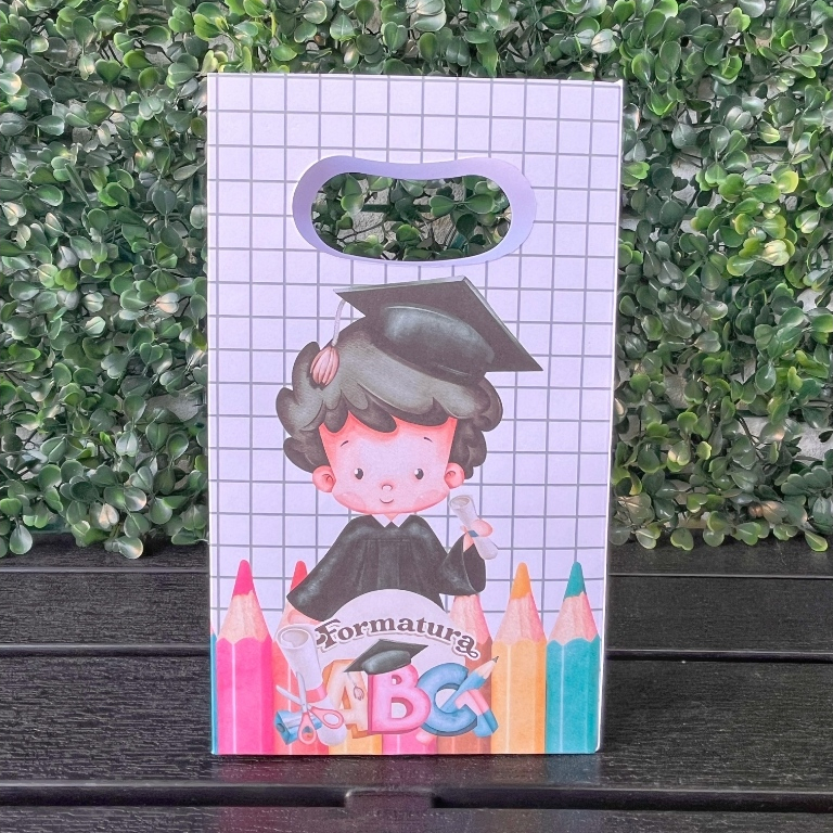 Sacolinha personalizada Formatura ABC Menino/ Mimos de Aniversário Lembrancinhas (PEGUE E MONTE)