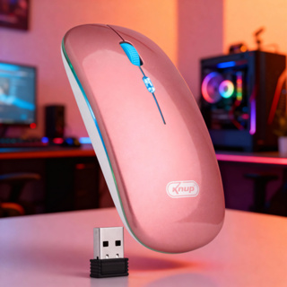 Mouse Sem Fio Recarregável Bluetooth Ergonômico Para Celular Computador Tablet Rgb Rosa em Oferta na Shopee
