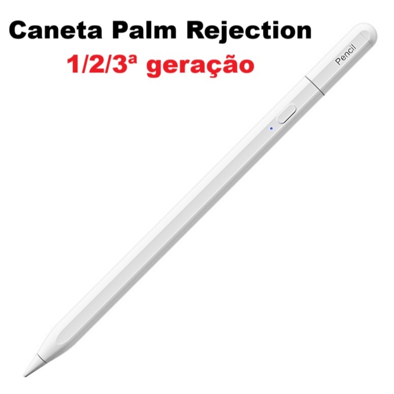 Caneta Pencil Compatível C/ iPad (2018 - 2025) Com Palm Rejection Entrada USB-C 3ª Geração