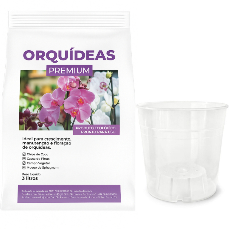 Kit De Substrato Orquídeas 3Litros Mogifertil Mais Pote Transparente Orquideas 15Cm Nutriplan