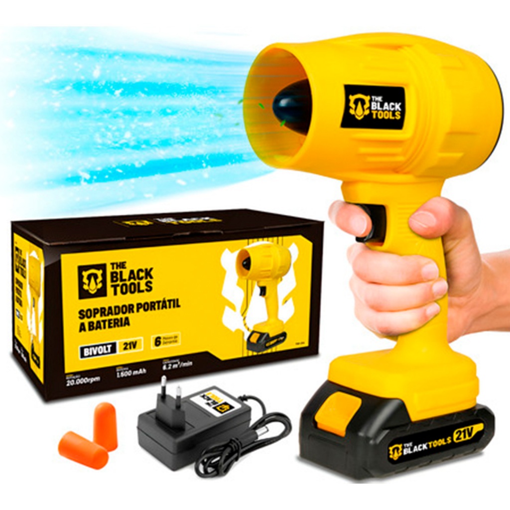 Soprador Sem Fio Portátil Turbo Bateria Vento Forte Alta Potência 21v em Oferta na Shopee