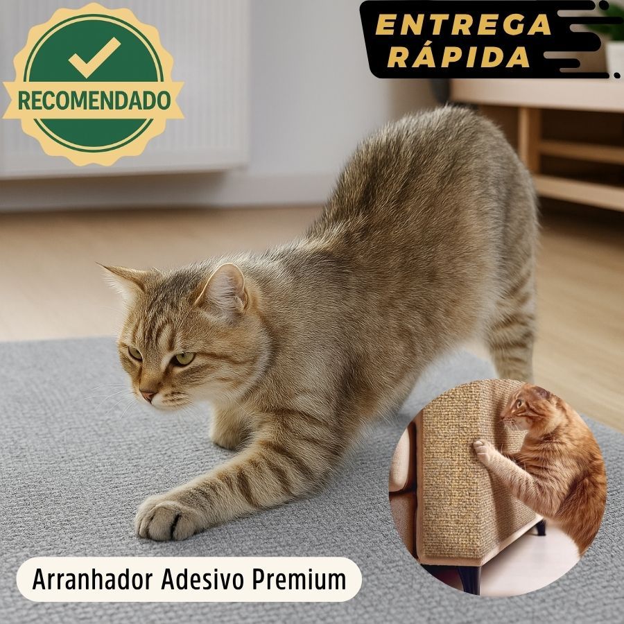 Arranhador Premium Adesivo Gatos Carpete Protetor Sofá Cama Box Móveis Alta Aderência Envio Imediato