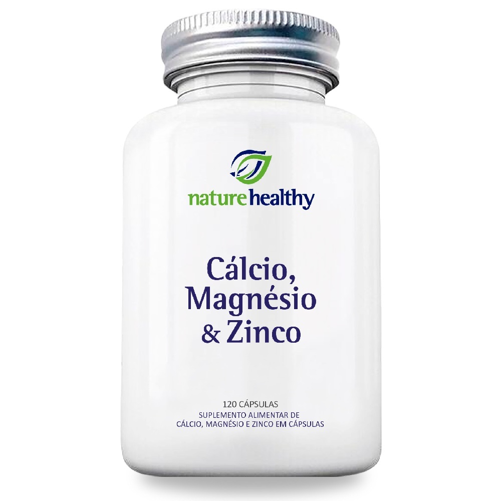 Cálcio, Magnésio & Zinco C/ 120 Nature Healthy - Fortalece Ossos E Dentes E Imunidade