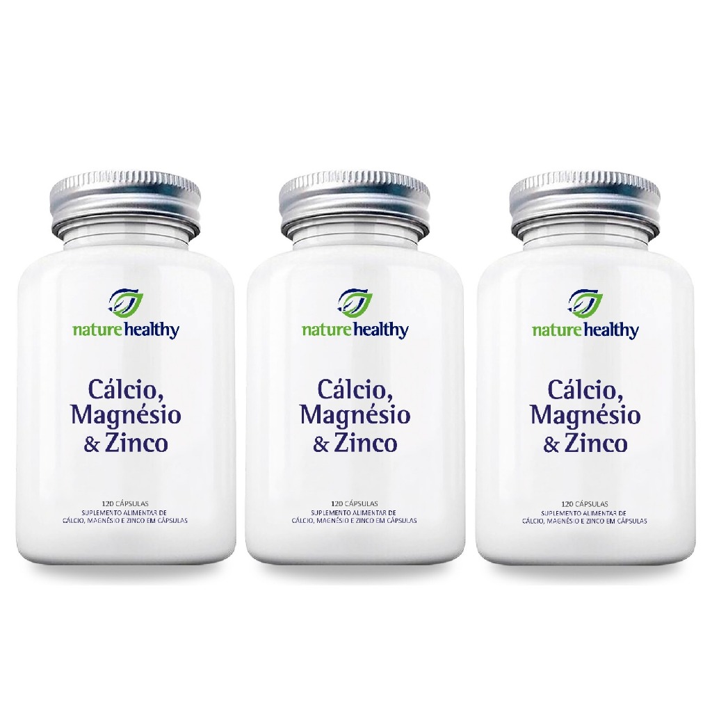 COMBO c/ 3 - CÁLCIO, MAGNÉSIO & ZINCO c/ 120 NATURE HEALTHY