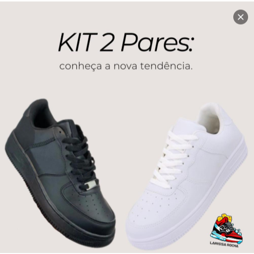 Kit 2 Pares Tênis Branco Unissex Branco Feminino Casual Caminhada Dia Dia Preto Masculino Dia a Dia em Oferta na Shopee
