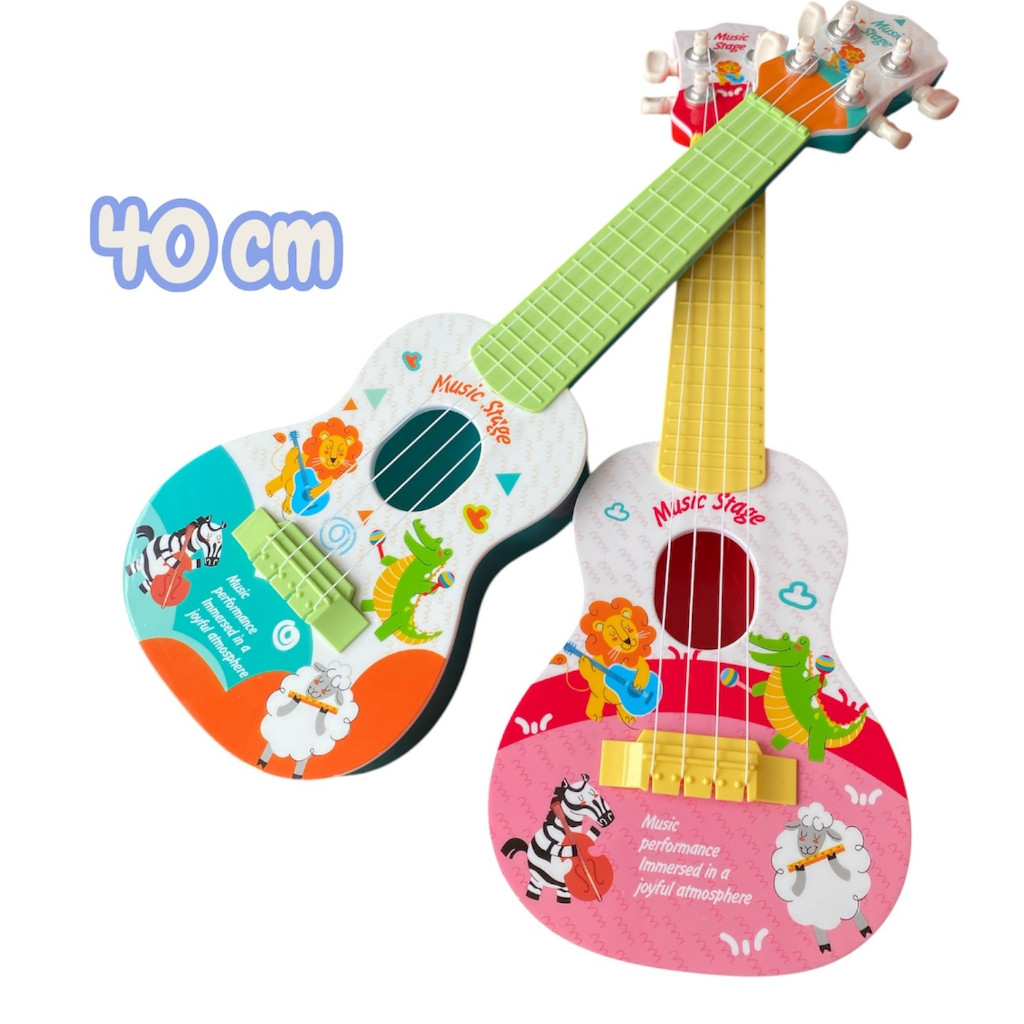 Violâo Guitarra Musical Infantil 40 CM 4 Notas Educativo Colorido Para Criança
