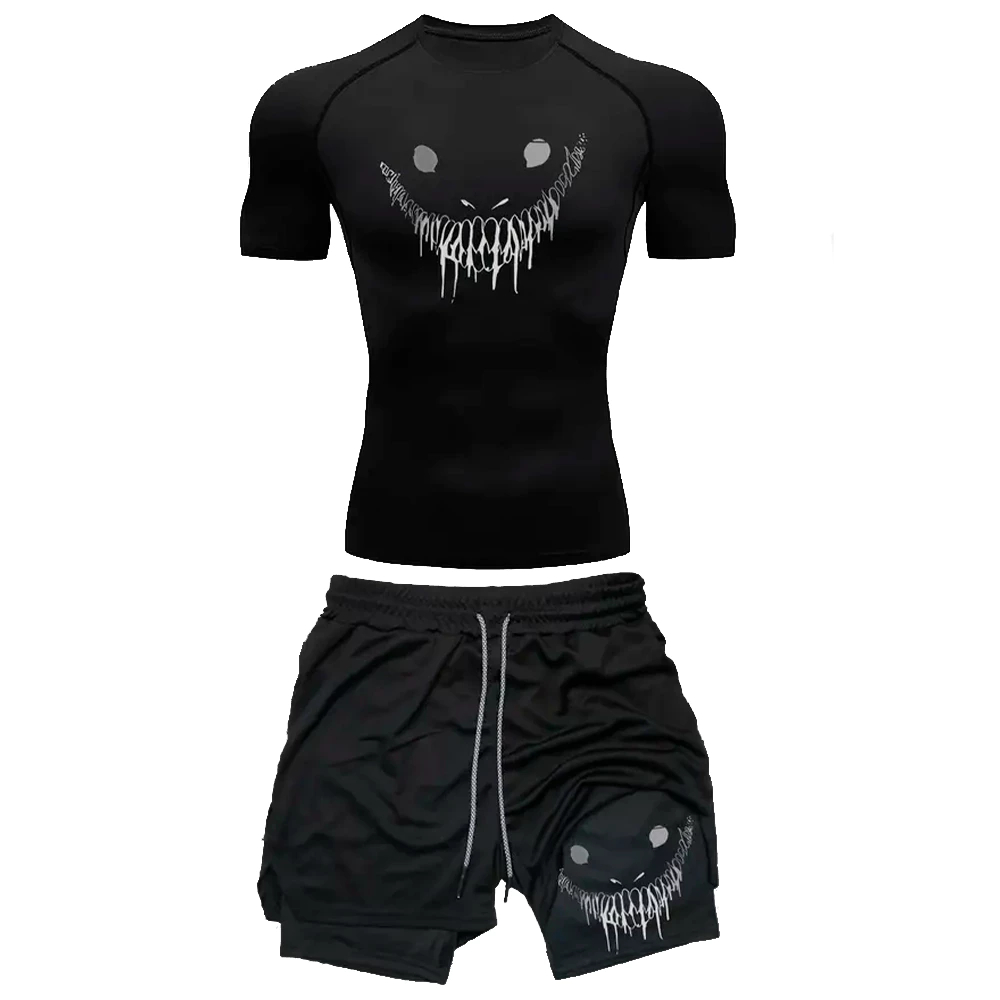 Kit Camiseta Compressão Academia +Short Bermuda 2 em 1 Dry-fit Proteção Térmica Gotico Berserk Anime