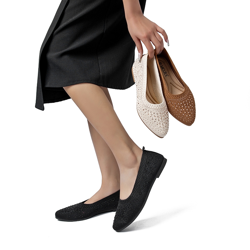 Sapatos casuais femininos de bico fino e mocassins confortáveis ​​são respiráveis ​​e confortáveis. em Oferta na Shopee